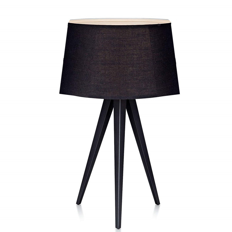 Perrie Metal Tripod Lamp, Black, Black