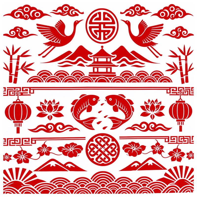 Couvertures rouges à motif asiatique, 50in W x 60in H