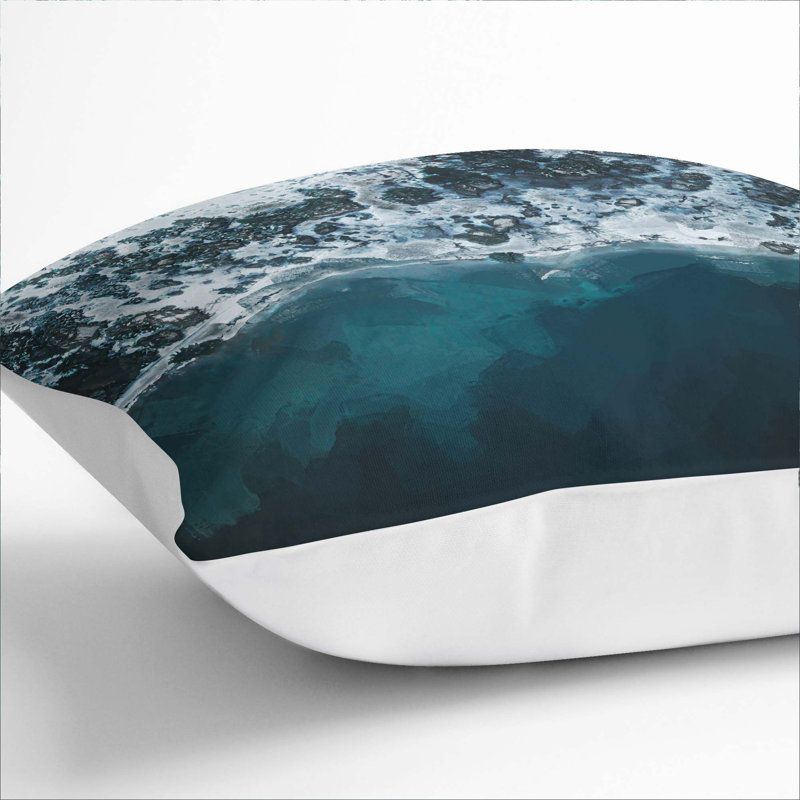Winter Forest by a Lake in Germany Cushion with Filling, 40cm H x 40cm W x 15cm D, White