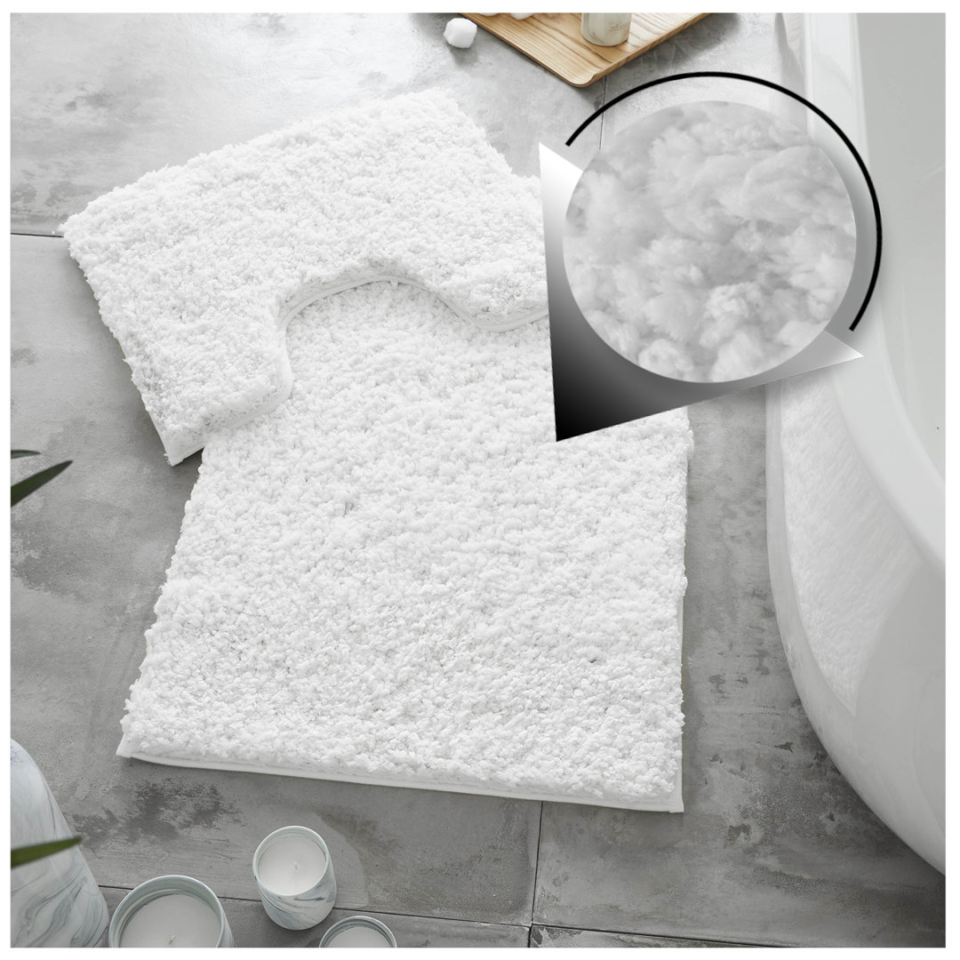 Luxury Zero Twist Bath Mat Set 2 Piece Plush Microfiber Bathroom Rug & Pedestal Mat Non Slip Absorbent Washable