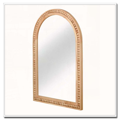 Arch Wall Mirror with Beaded Solid Wood Frame