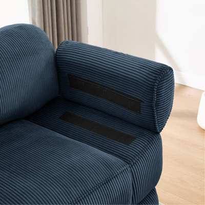 Canapé RSF en velours côtelé avec 1 coussin - bleu