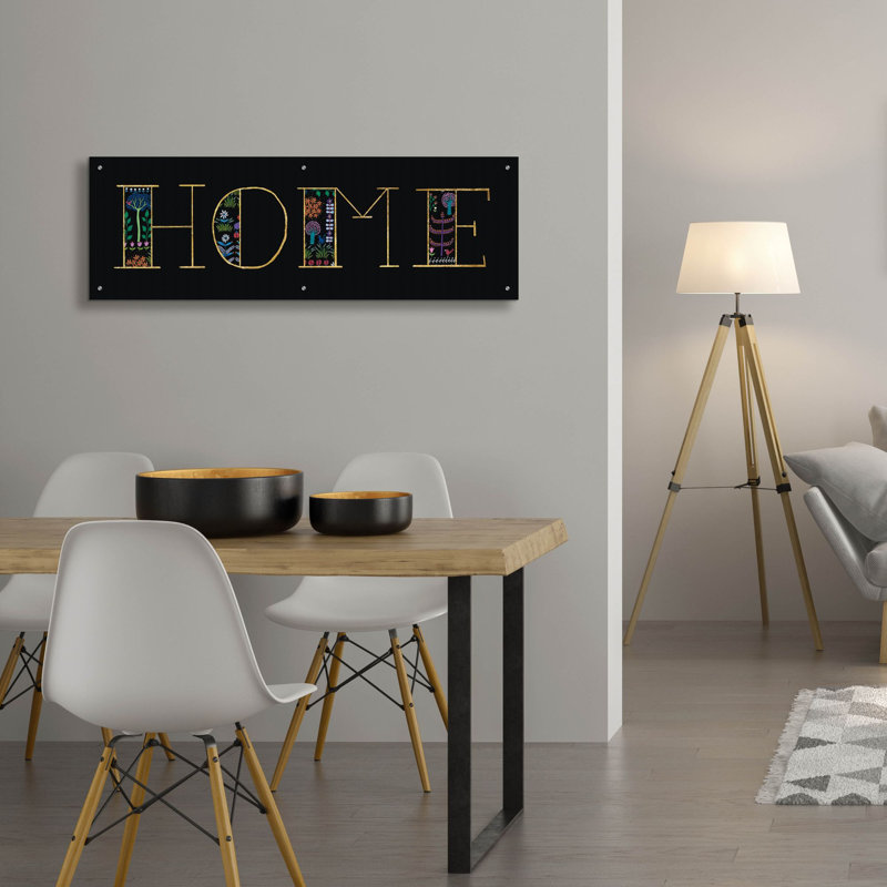  «Bright Folklore Home» par Wild Apple Portfolio, art mural en verre, 48 po x 16 po, H 16 po x l 48 po