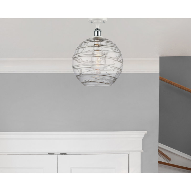 Plafonnier semi-encastré 1 lumière 8 po Anie, Ampoule DEL 6 watts Vinage, Blanc / chrome poli, H 17 po x l 12 po x P 12 po