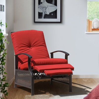 Chaise de patio inclinable avec coussins Jeftha