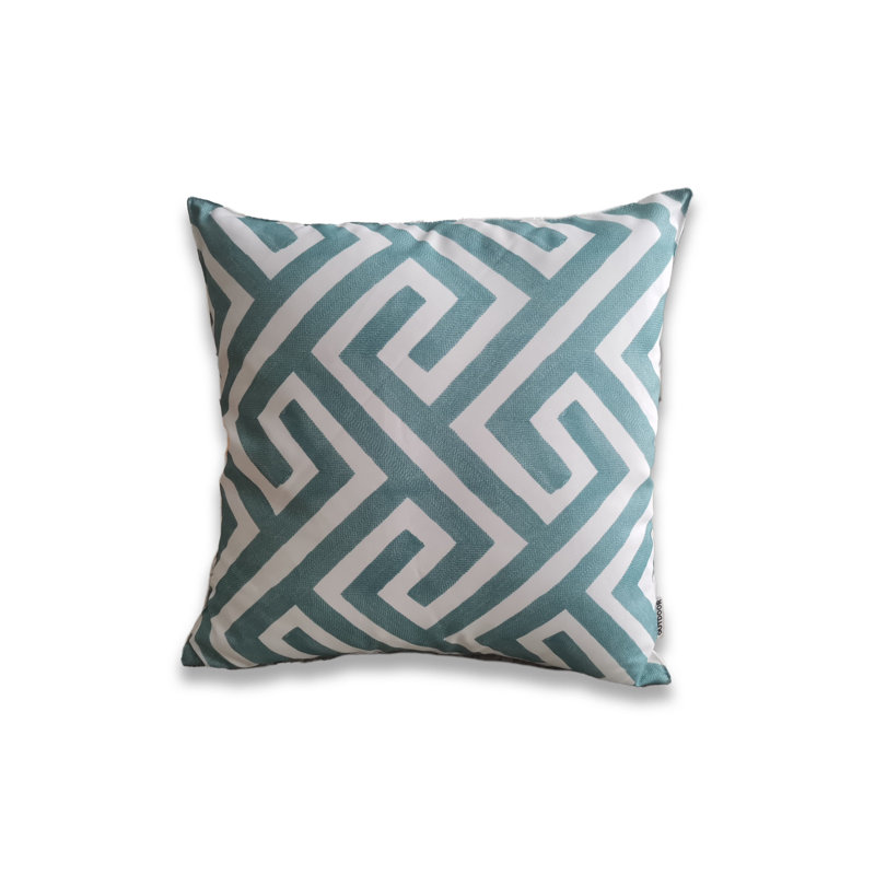 Housse de coussin extérieure imprimée sur fond blanc (simple), Vert/blanc