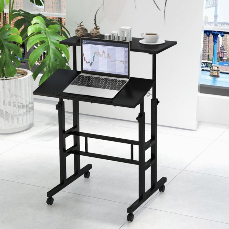 Bureau mobile à hauteur réglable avec roulettes pour le bureau et la maison