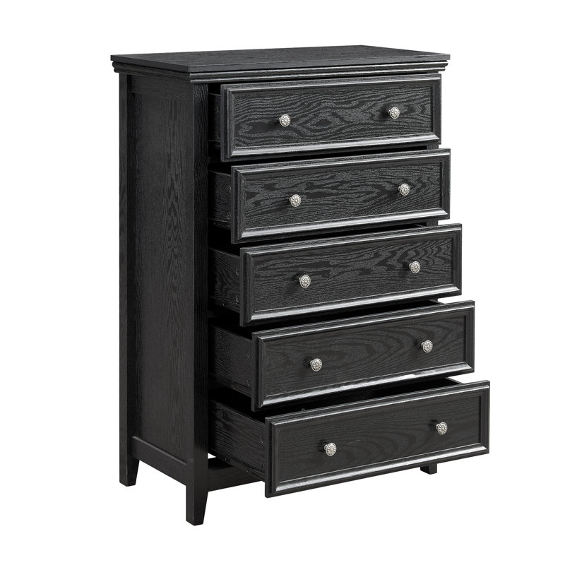 Commode 5 tiroirs Modern, Noir