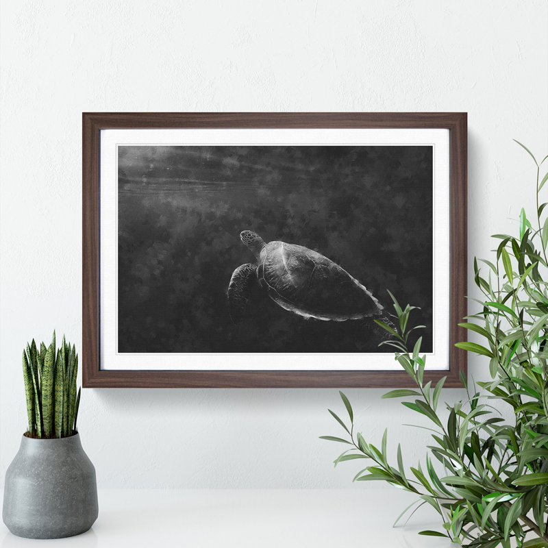 Sea Turtle - Picture Frame Painting Print, Walnut Framed, 33cm H x 45cm W x 2cm D