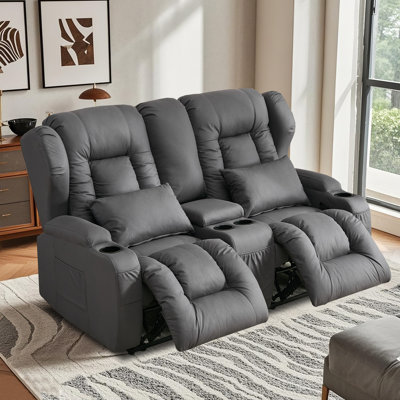 Causeuse manuelle inclinable avec console centrale, rangement et porte-gobelets