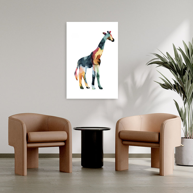 Girafe, art mural contemporain abstrait, 36" H x 24" W