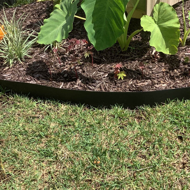 5M Black Flexible Garden Edging Lawn Grass Border 12CM Edge W/ 6 STRONG Pegs