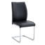 Chaises de salle à manger modernes en cuir noir avec pieds en métal argenté - ensemble de 8