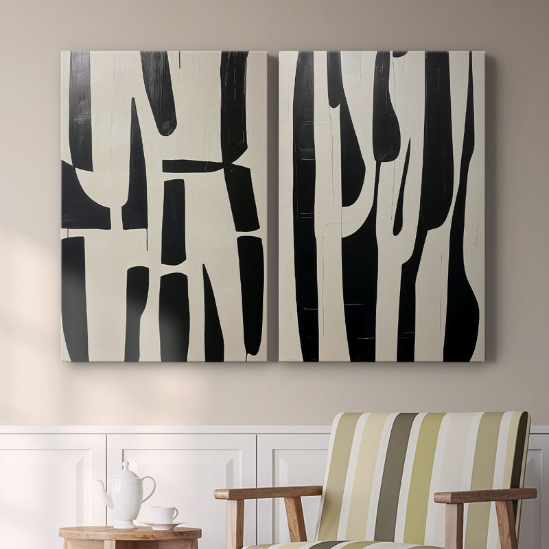 ABSTRACT Series DCXCII - Toile tendue avec châssis de qualité supérieure - Prêt à être accroché, H 27 po x l 36 po