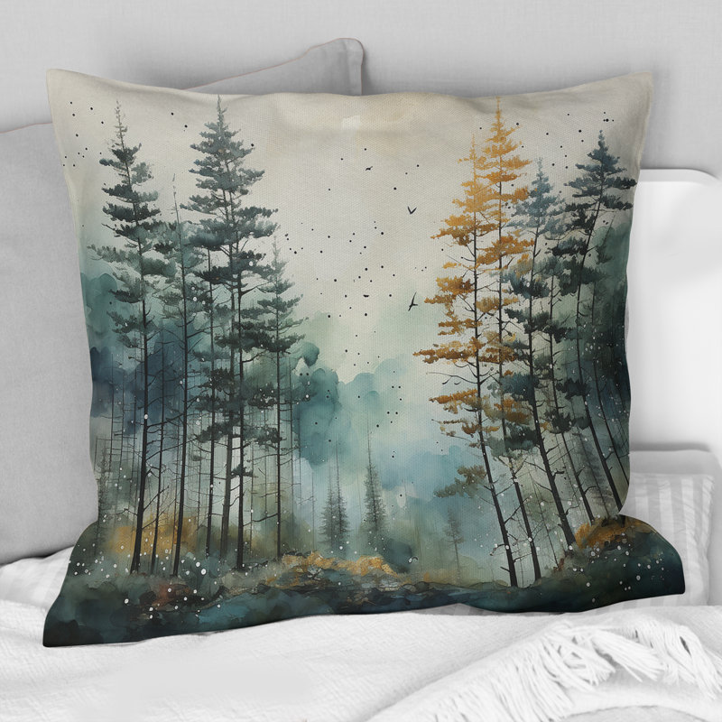 Coussin décoratif Tonalisme Whispering Pines Pointillism II - Forest