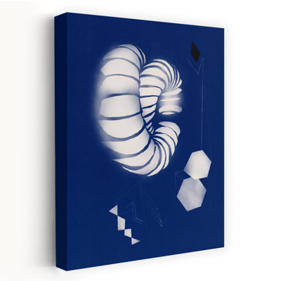 «Blue Geometric Spiral Abstract Contemporary Geometric Landscape Nature», reproduction d'art murale