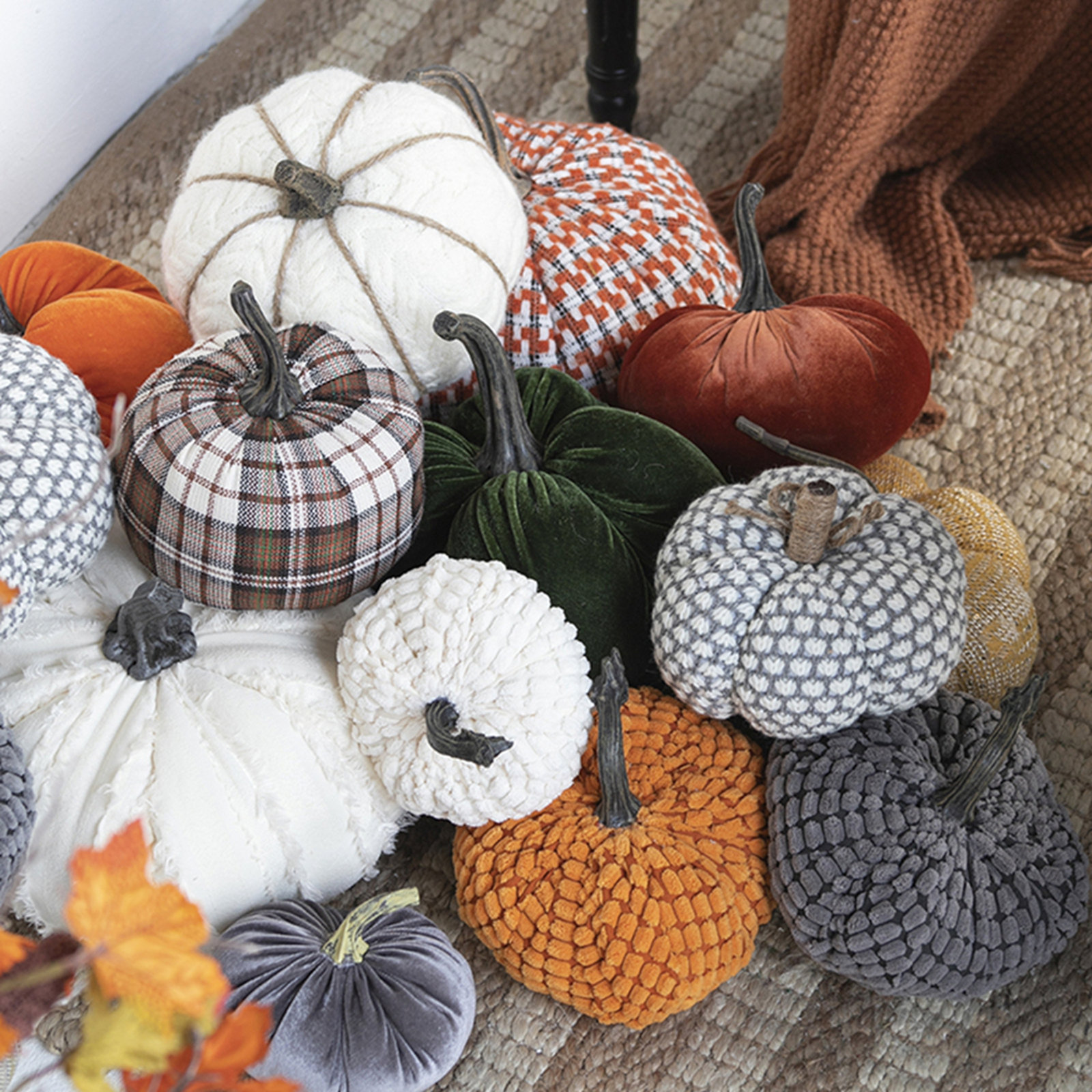 4-Piece Knit Pumpkin Holiday Accent Set