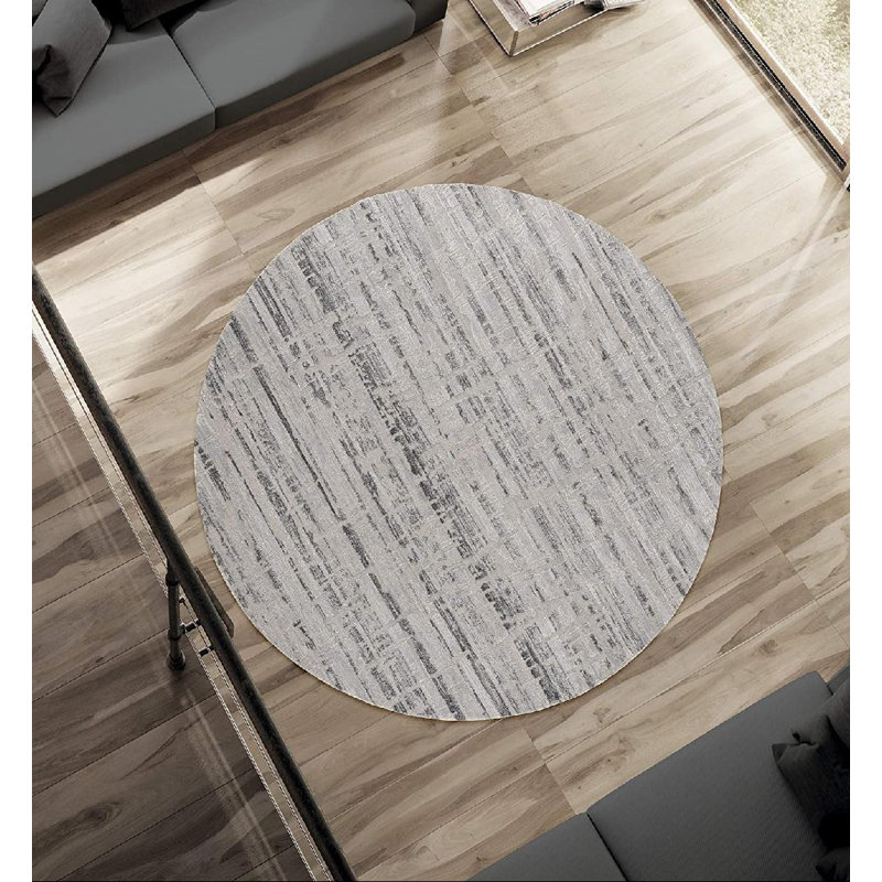 Tapis gris Emmeline, Rond 7 pi 10 po