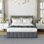 Grand lit plateforme tapissier avec système de rangement hydraulique pour une chambre à coucher intelligente et confortable