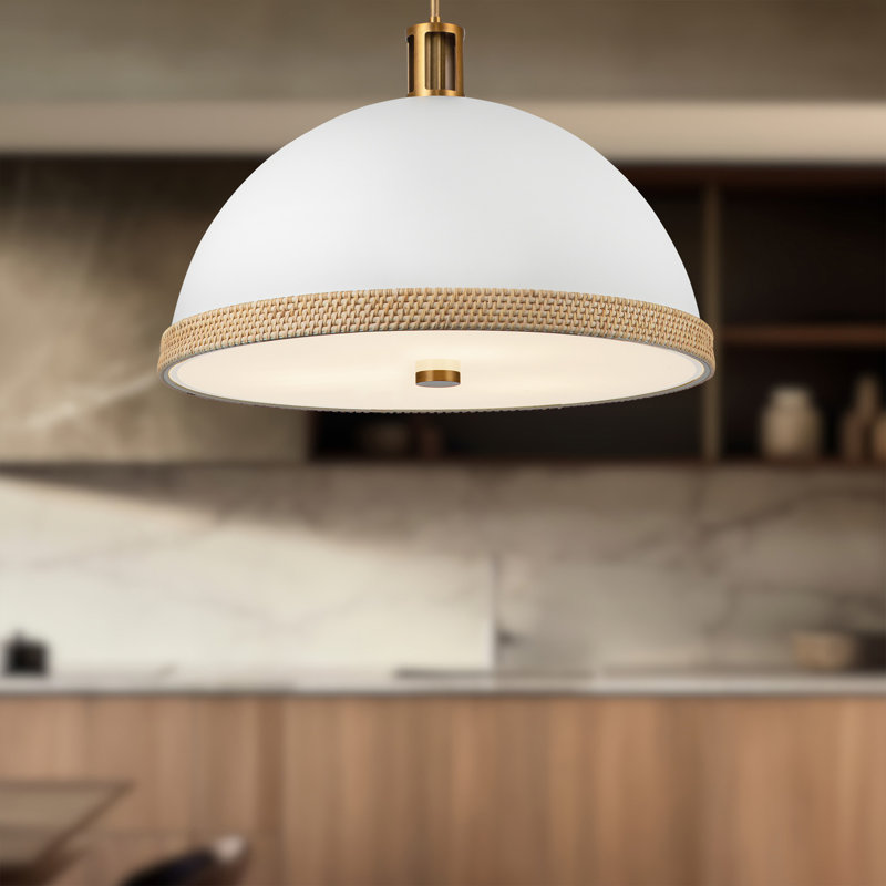 Luminaire suspendu en dôme à 2 lumières Doral, Blanc mat, H 16,75 po x l 24,25 po x P 24,25 po