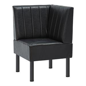 24"L x 36"H  Corner Booth with Black Upholstered Seat, Vertical Channel Backrest