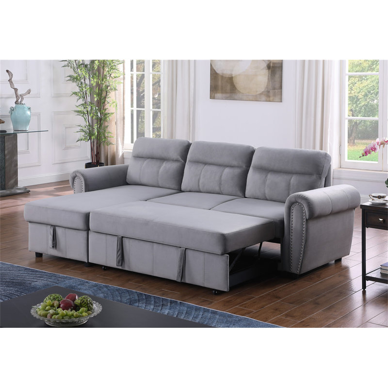 Canapé-lit modulaire réversible en tissu de velours l 96,5 po Augusto