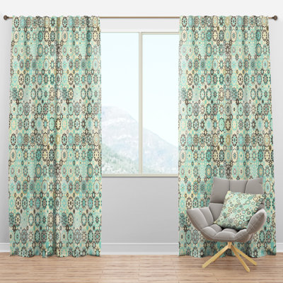 Panneau de rideau simple semi-diaphane avec passe-tringle Mid-Century