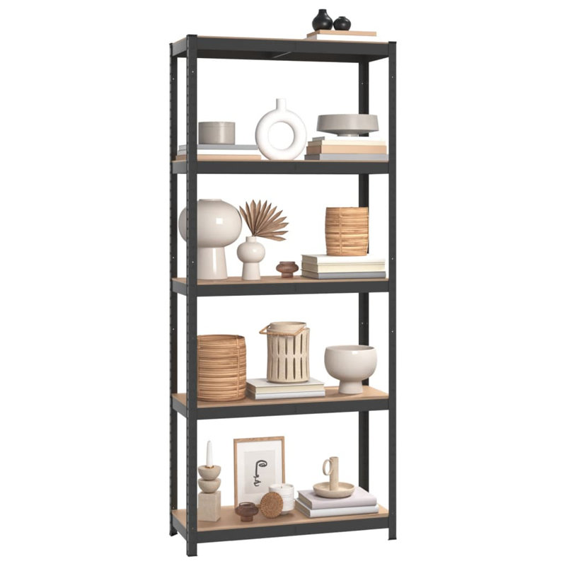 Roberto 75cm W Steel Shelving Unit, 75 x 30 x 172 cm, Anthracite