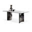 Blanc / pierre rectangulaire argentée + table de salle à manger papillon en acier inoxydable-107787645