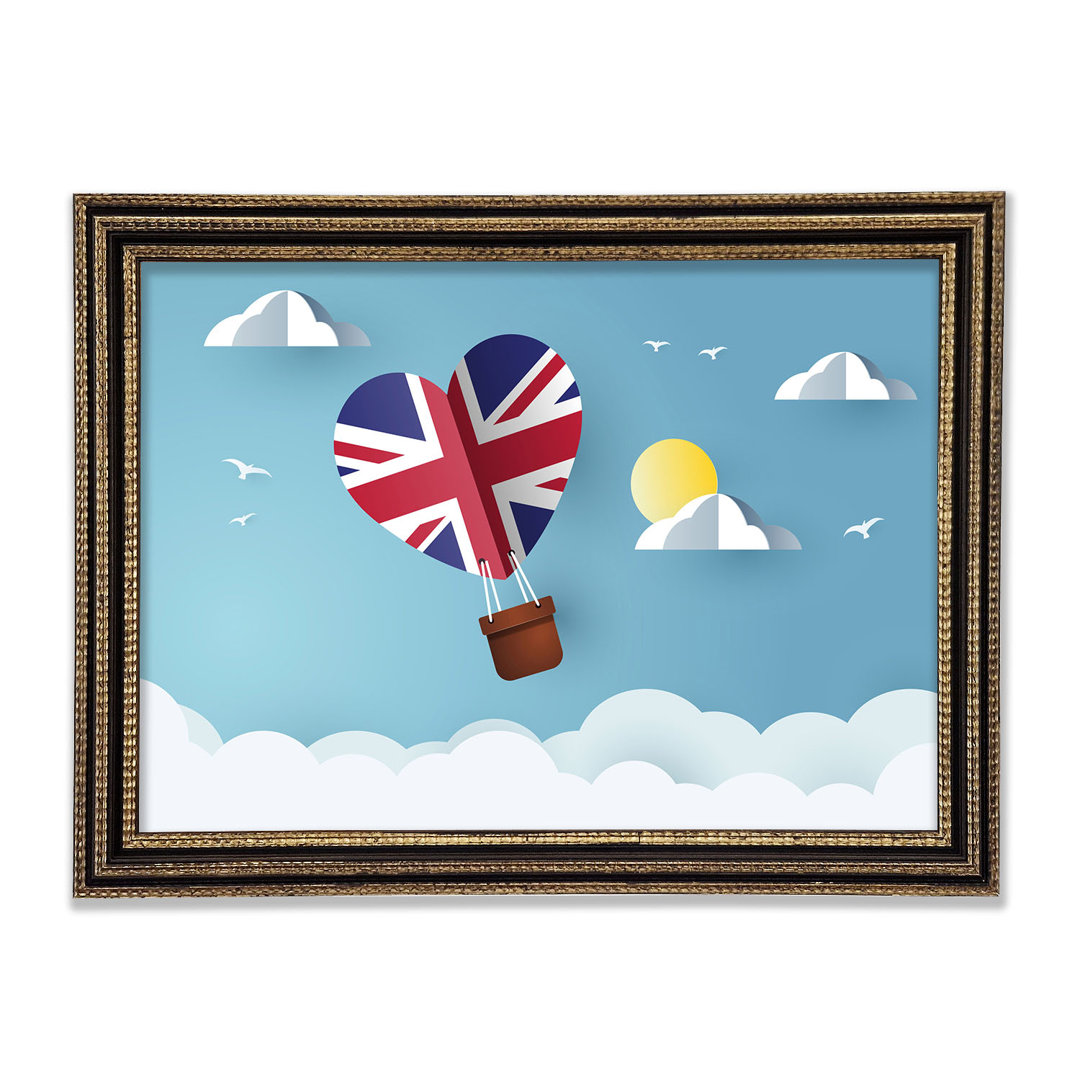 Union Jack Heißluftballon Gerahmter Druck