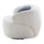 Fauteuil de chambre à coucher confortable - pivotant avec accents bouclés, rond blanc pour les petits espaces, le salon, l'espace de lecture, l'accent dans la lecture, le salon et le club-620332848