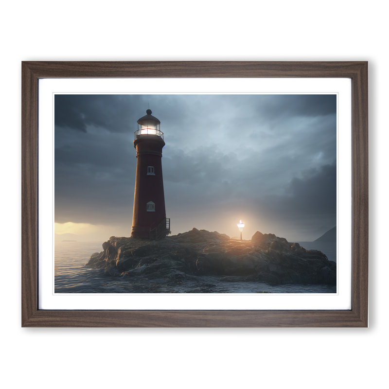 Showstopping Lighthouse - Framed Print, 34cm H x 46cm W x 2cm D, Walnut