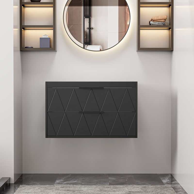 Base de meuble-lavabo simple mural 30 po seulement, armoire flottante avec tiroirs à fermeture en douceur, comptoir d'évier non inclus