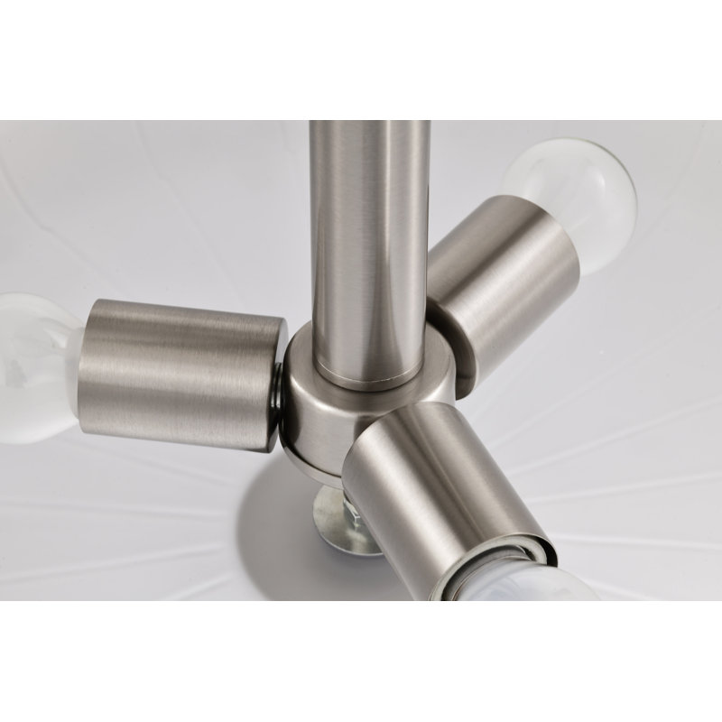 Burov - 3 Light Semi-Flush - Etched White Glass, Brushed Nickel