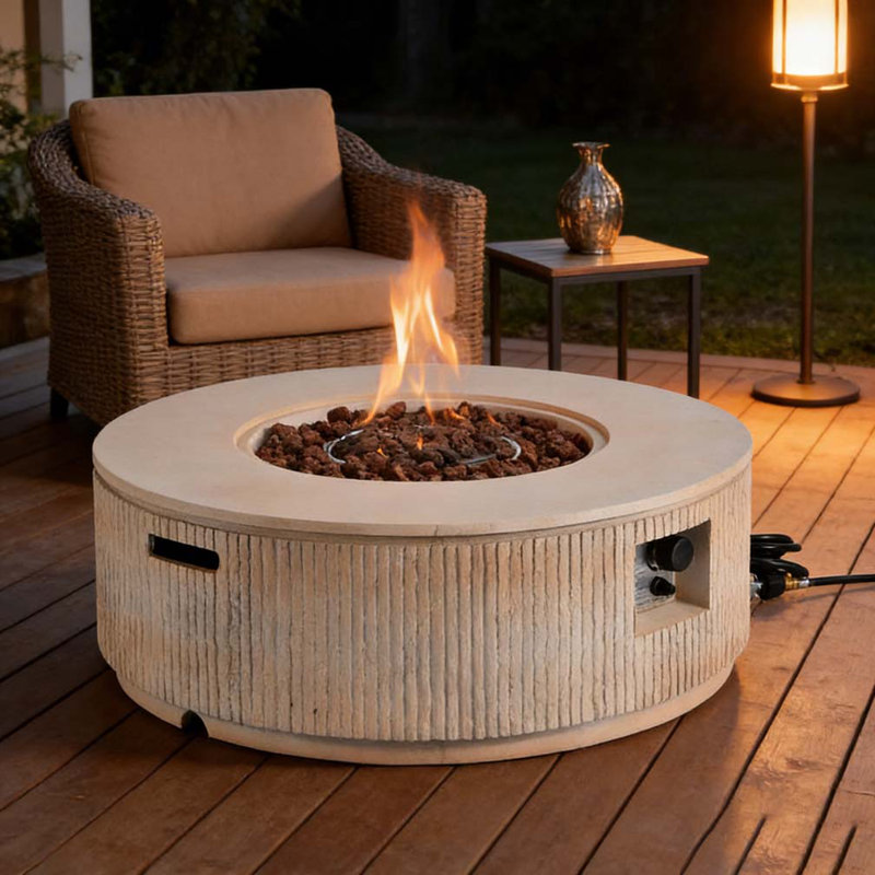 38.19'' MGO Propane Outdoor Fire Pit, Brown