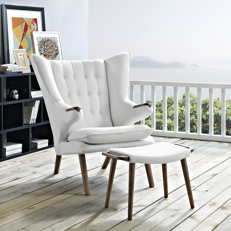 Méridienne avec repose-pieds Modway Bear, Blanc