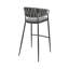 Tabouret de bar 30 po Zaren avec structure en métal noir, siège en tissu gris et dossier en similicuir