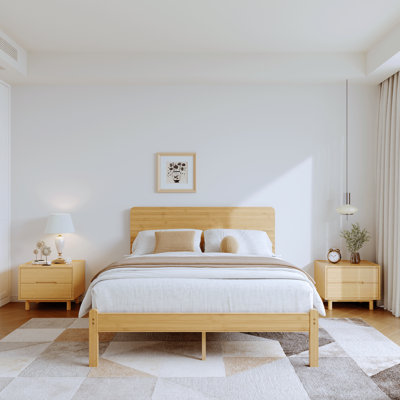 Nori 14" Solid Wood Queen Beds with Headboard
