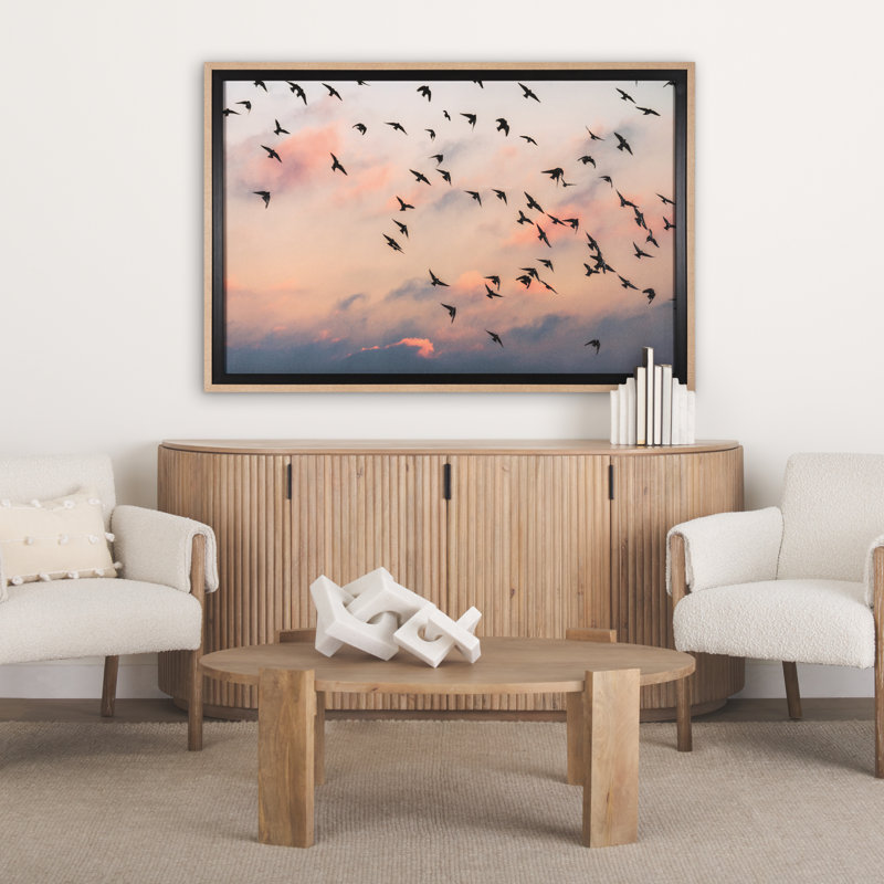Evening Flight a Hand Embelished Textured Framed Art Print Matted under Glass