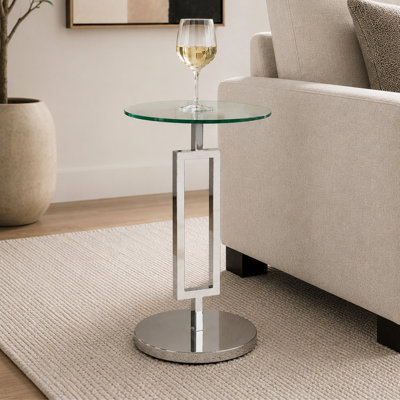 Sapienza Chrome Glass Martini End Table