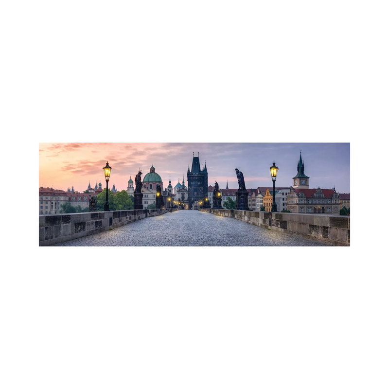 Panoramic View Of The Charles Bridge In Prague, Czech Republic by Jan Becke - Wrapped Canvas Panoramic Print