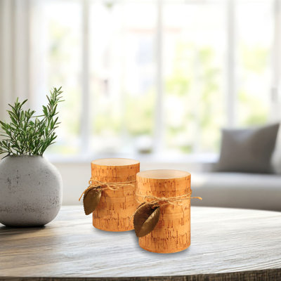 Battery Operated Wax LED Candles - Cork with Leaf (2ct)