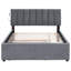 Lit plateforme tapissier fonctionnel avec molleton gris et lit gigogne simple brillant-452072385-452072387