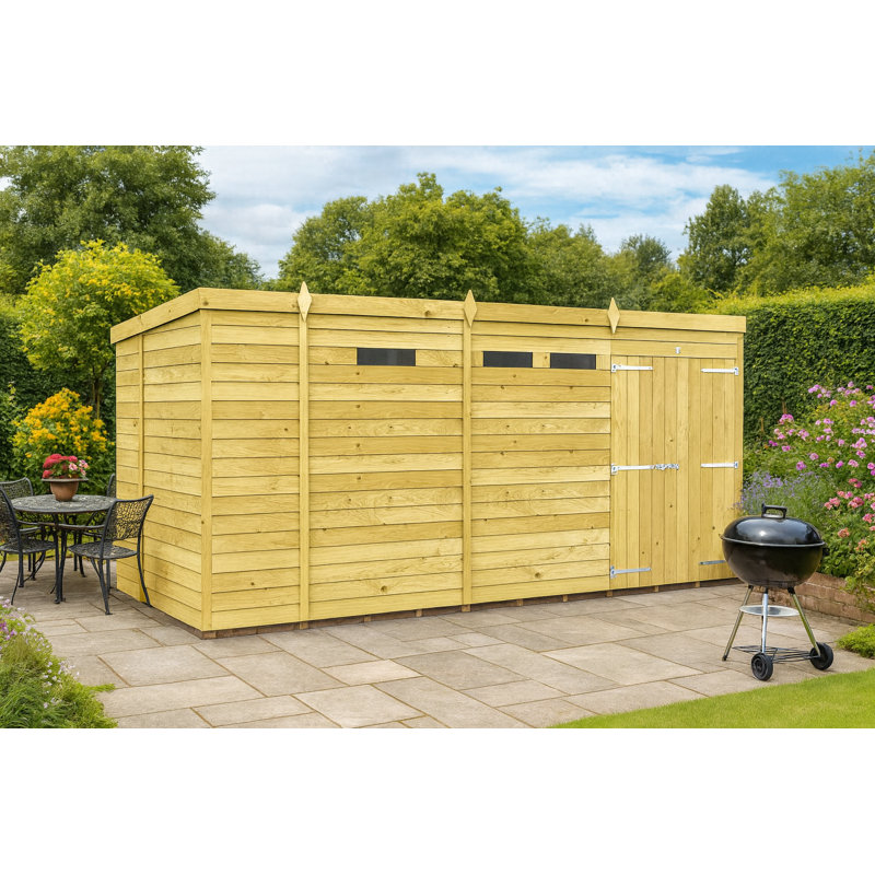 13ft x 6ft Pent Security Shed - Double Door