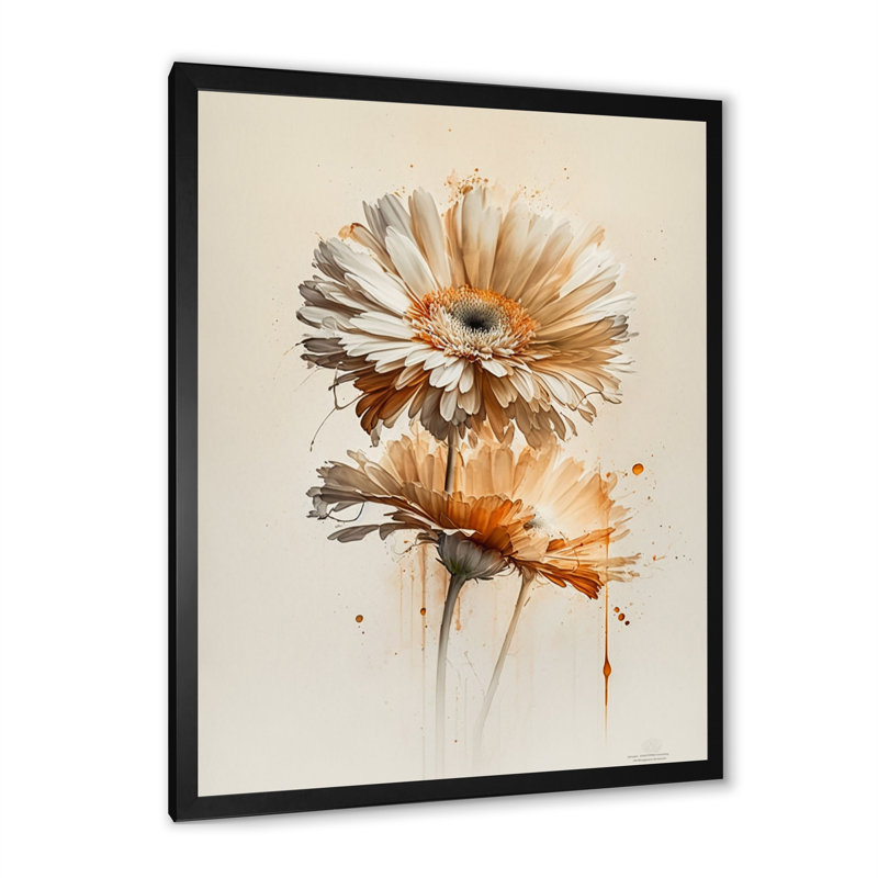 " Orange Gerbera Flower III ", Black Picture Framed Canvas, 20" H x 12" W x 1" D
