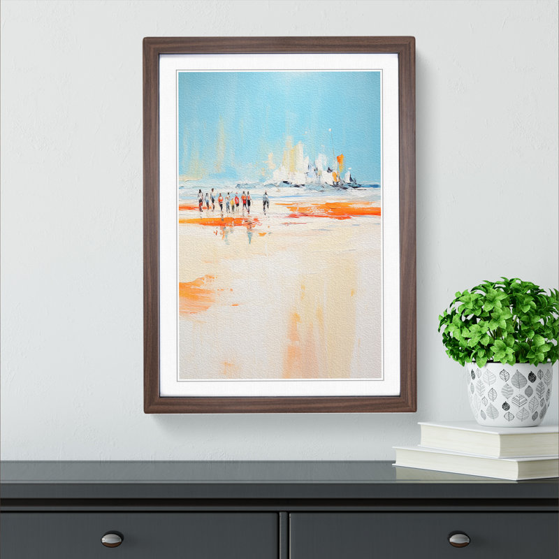 Beach Gestural No.2 - Framed Print, Walnut Framed, 64cm H x 46cm W