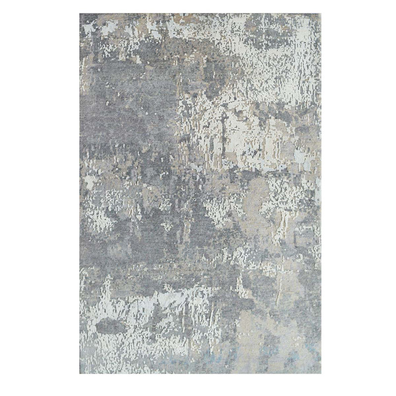Hand Woven Silk and Wool Area Rug, Rectangle 5' x 8'