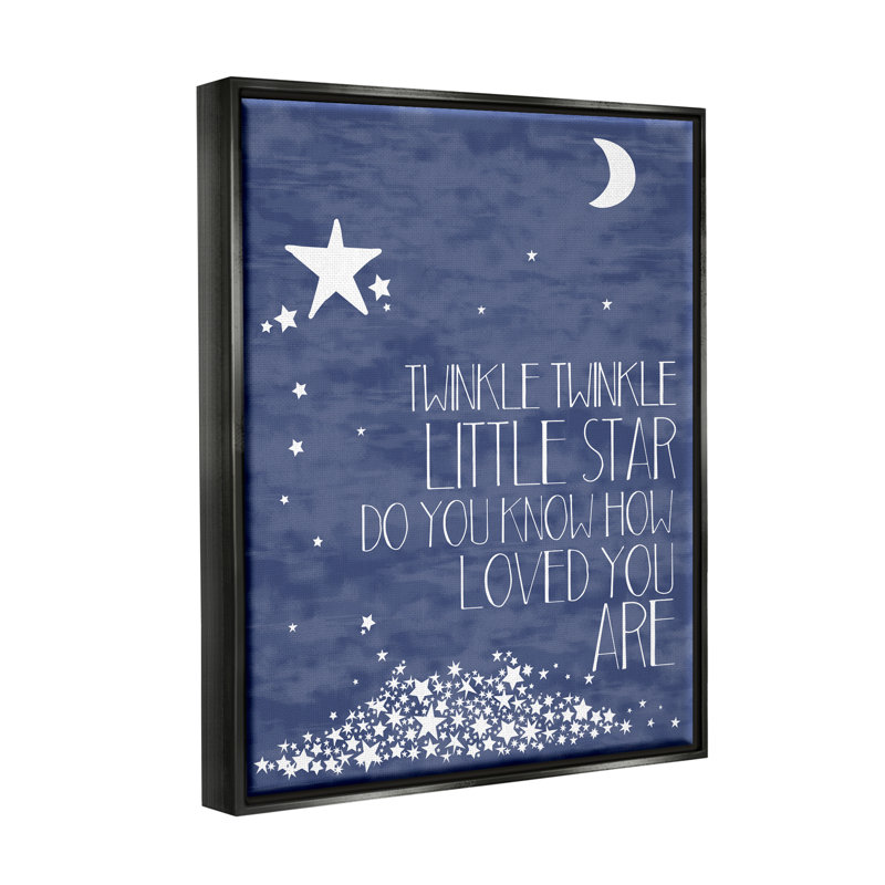 Art textuel sur toile «Little Star» par Finny And Zook, 25" W x 31" H, Cadre flottant noir de jais