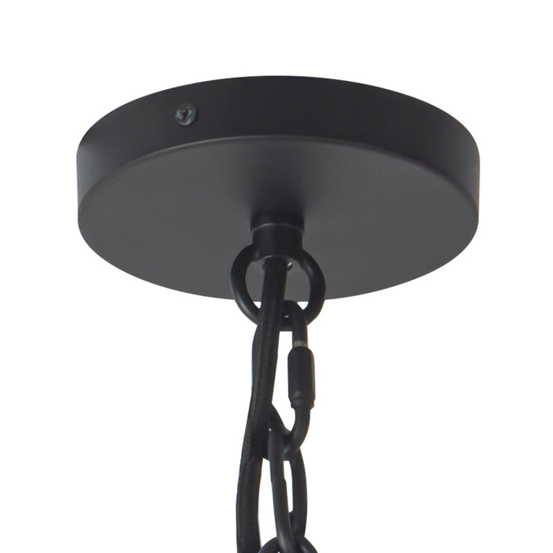 Luminaire suspendu noir mat 12 po avec verre ambré côtelé Ashwell, 12 po, Noir mat / verre ambré