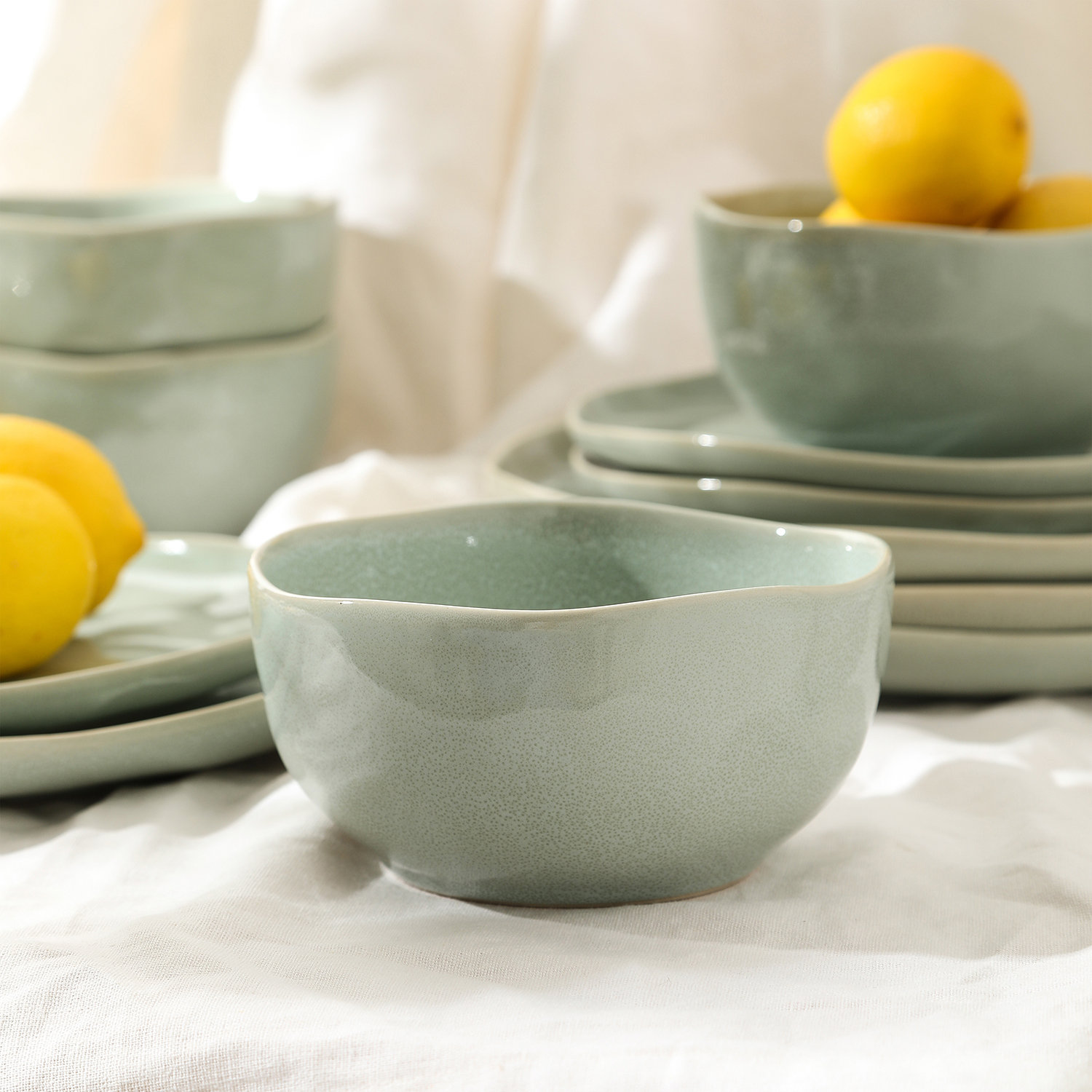 Mirella Stoneware Cereal Bowl, Green